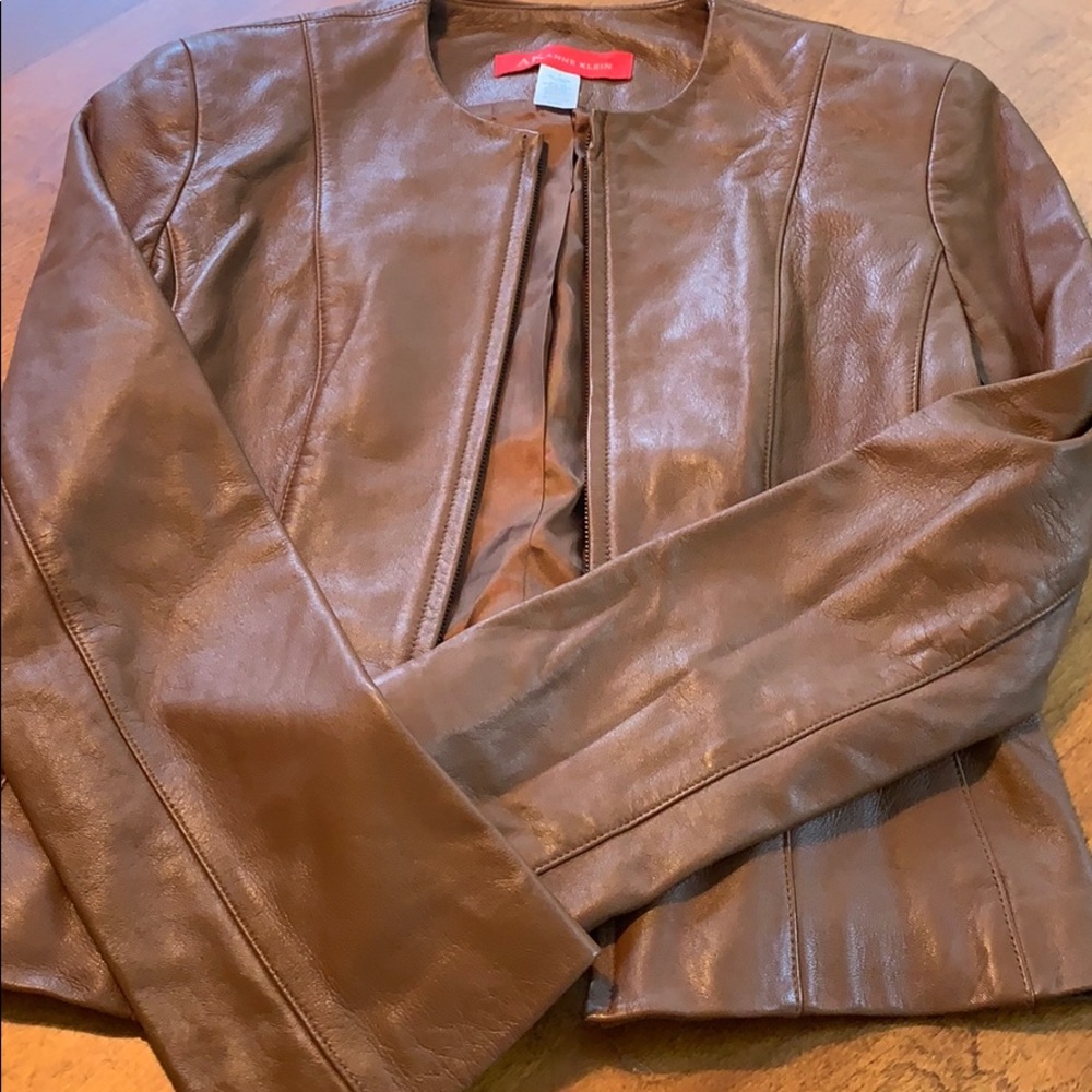 Anne Klein brown 100% leather jacket